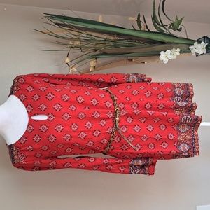Charming Charlie Red Tunic Dress Long Sleeve Midi Small